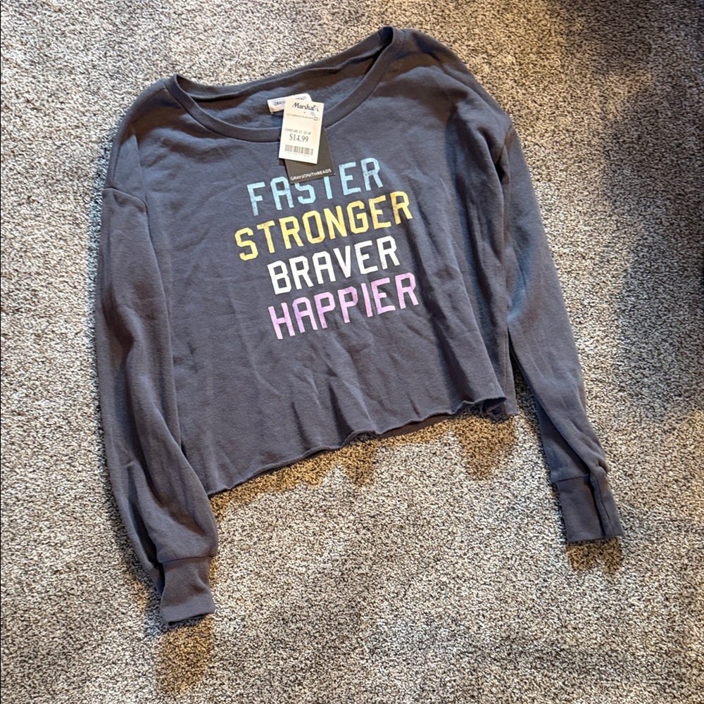Grayson Threads Charcoal Graphic Crop Top